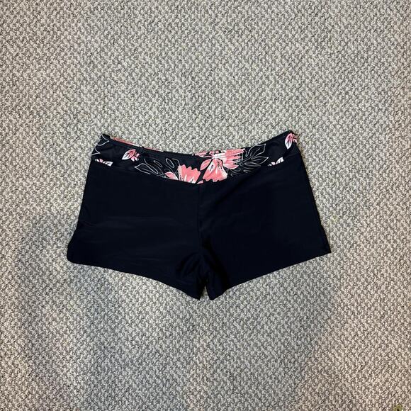 Vintage y2k low rise black and pink floral board swim short - Picture 1 of 4